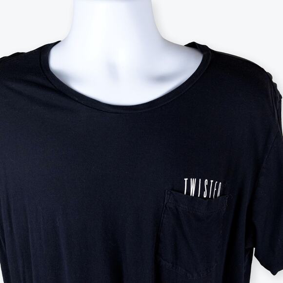 H&M Twisted Graphic Pocket Mens Black Tee L - Picture 4 of 6